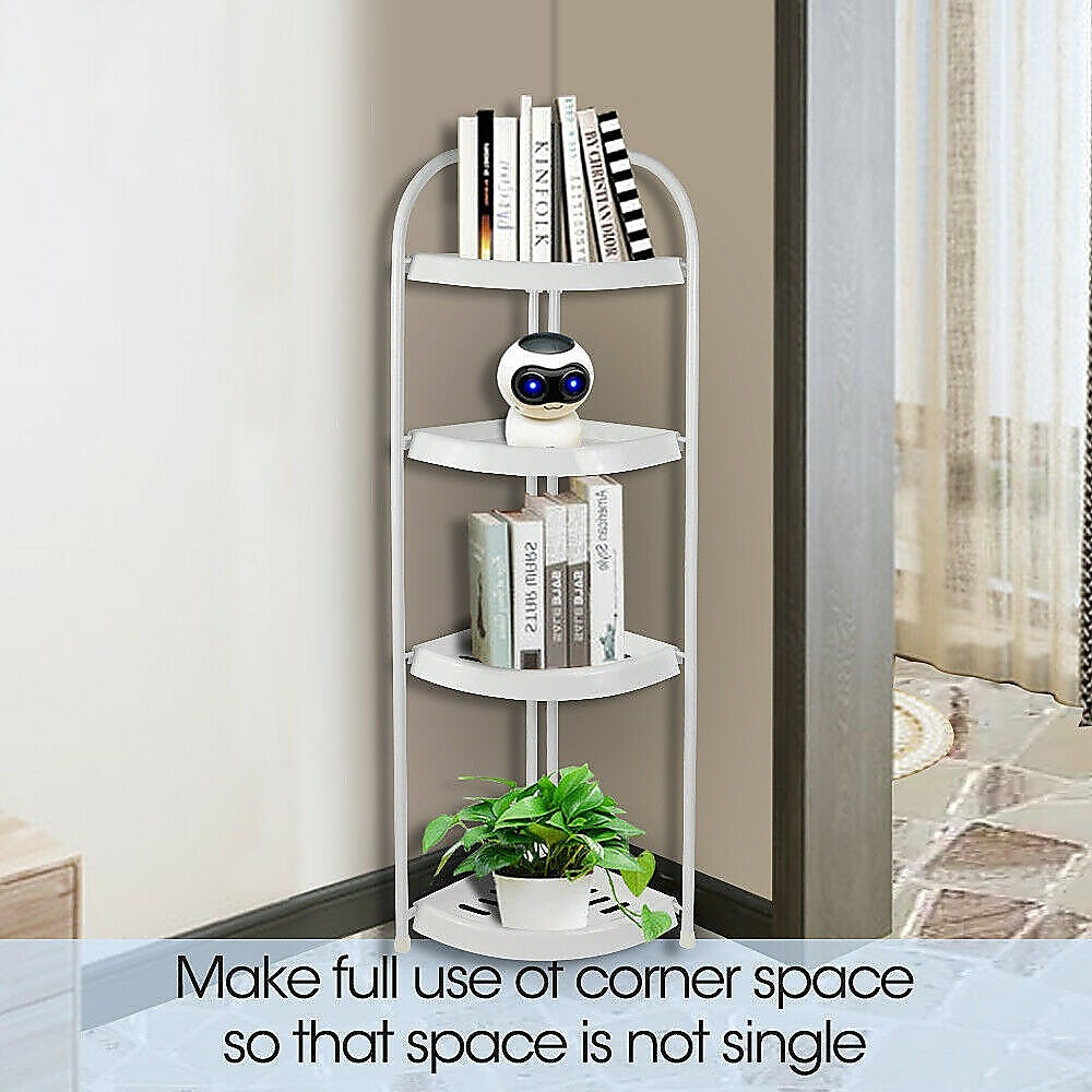 Shower Corner Shelf White Caddy Bathroom Shelves Organiser Bath Storage Rack 4 - image4