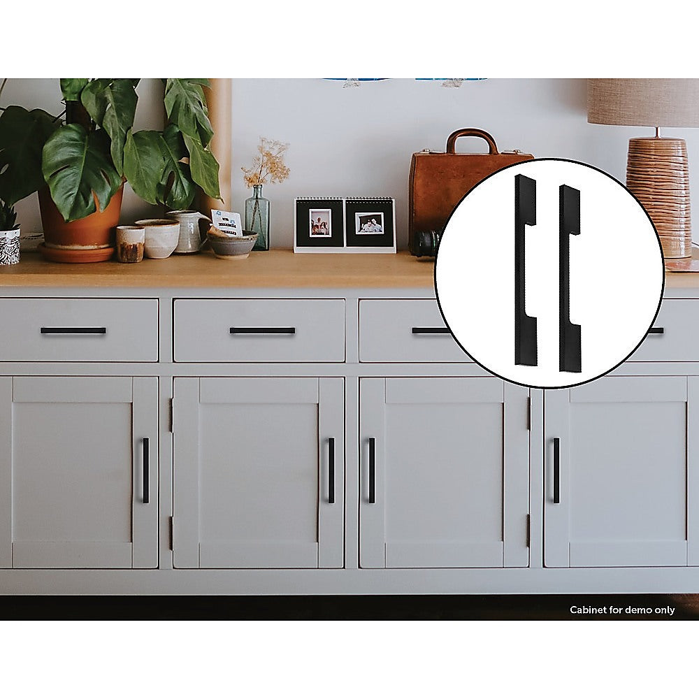 5 x 128mm Kitchen Handle Cabinet Cupboard Door Drawer Handles square Black furniture pulls - image2
