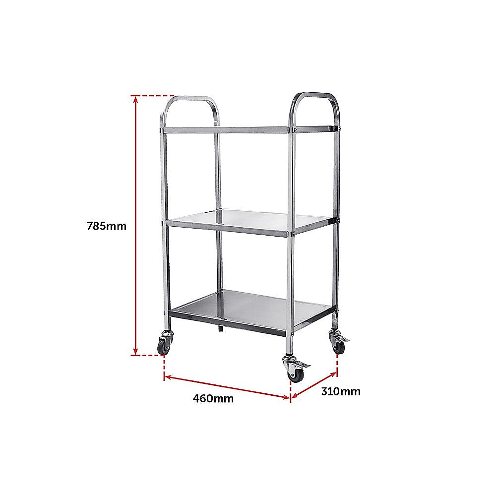 3 Tiers Food Trolley Cart Stainless Steel Utility Kitchen Dining Service - image11