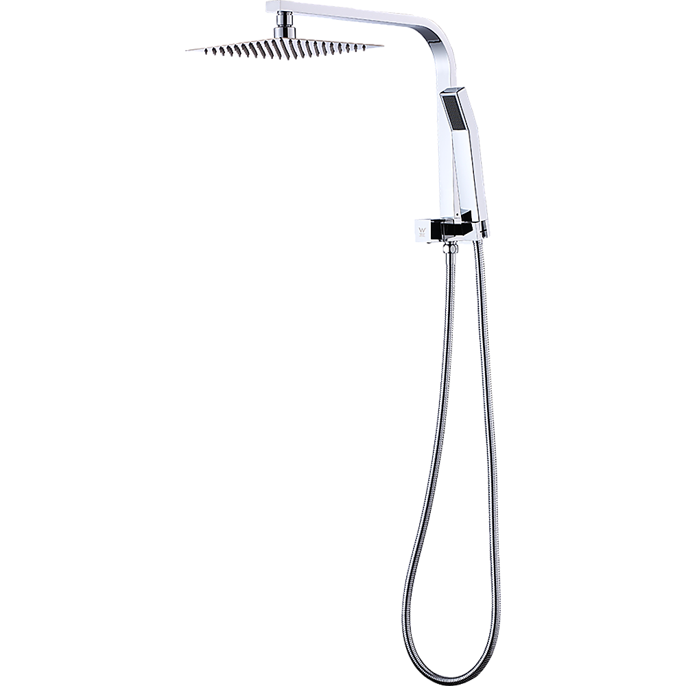 WELS 8" Rain Shower Head Set Square Dual Heads Faucet High Pressure Hand Held - image6