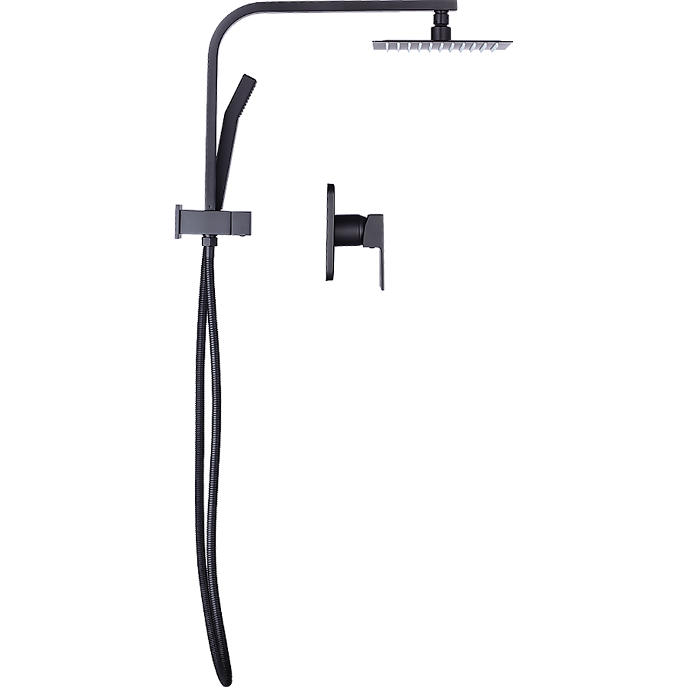 WELS 8" Rain Shower Head Set Square Dual Heads Faucet High Pressure With Mixer - image8