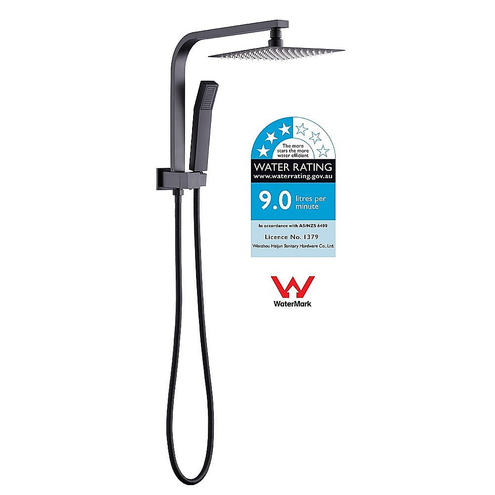 WELS 8" Rain Shower Head Set Square Dual Heads Faucet High Pressure Hand Held - image5