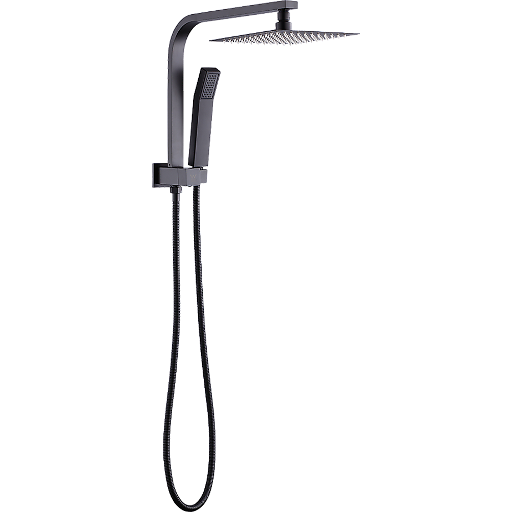 WELS 8" Rain Shower Head Set Square Dual Heads Faucet High Pressure Hand Held - image1