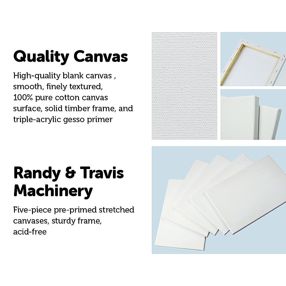 5 pack of 20x30cm Artist Blank Stretched Canvas Canvases Art Large White Range Oil Acrylic Wood - image4