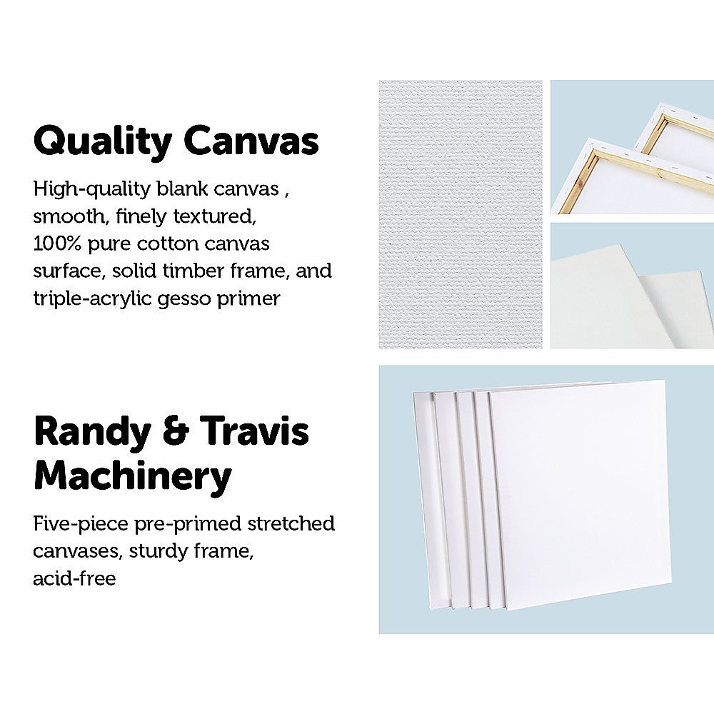 5 pack of 50x60cm Artist Blank Stretched Canvas Canvases Art Large White Range Oil Acrylic Wood - image4