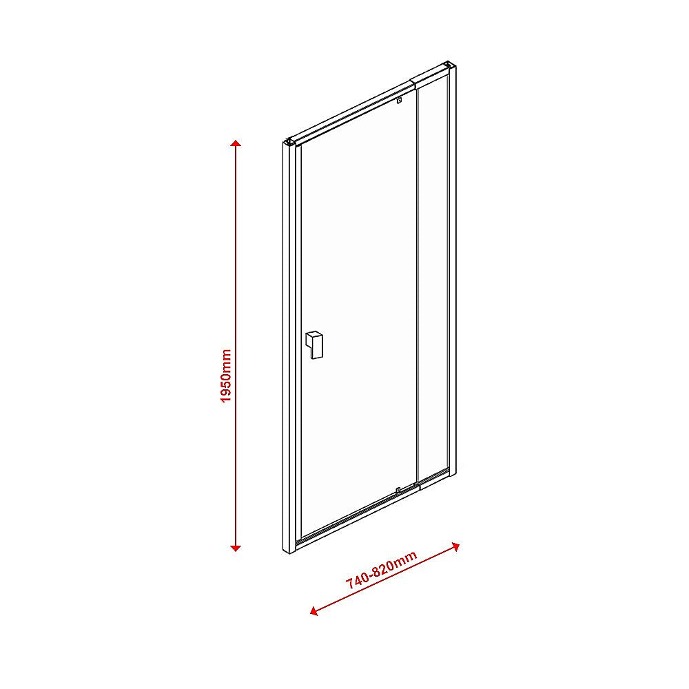 Adjustable Semi Frameless Shower Screen (74~82) x 195cm Australian Safety Glass - image7