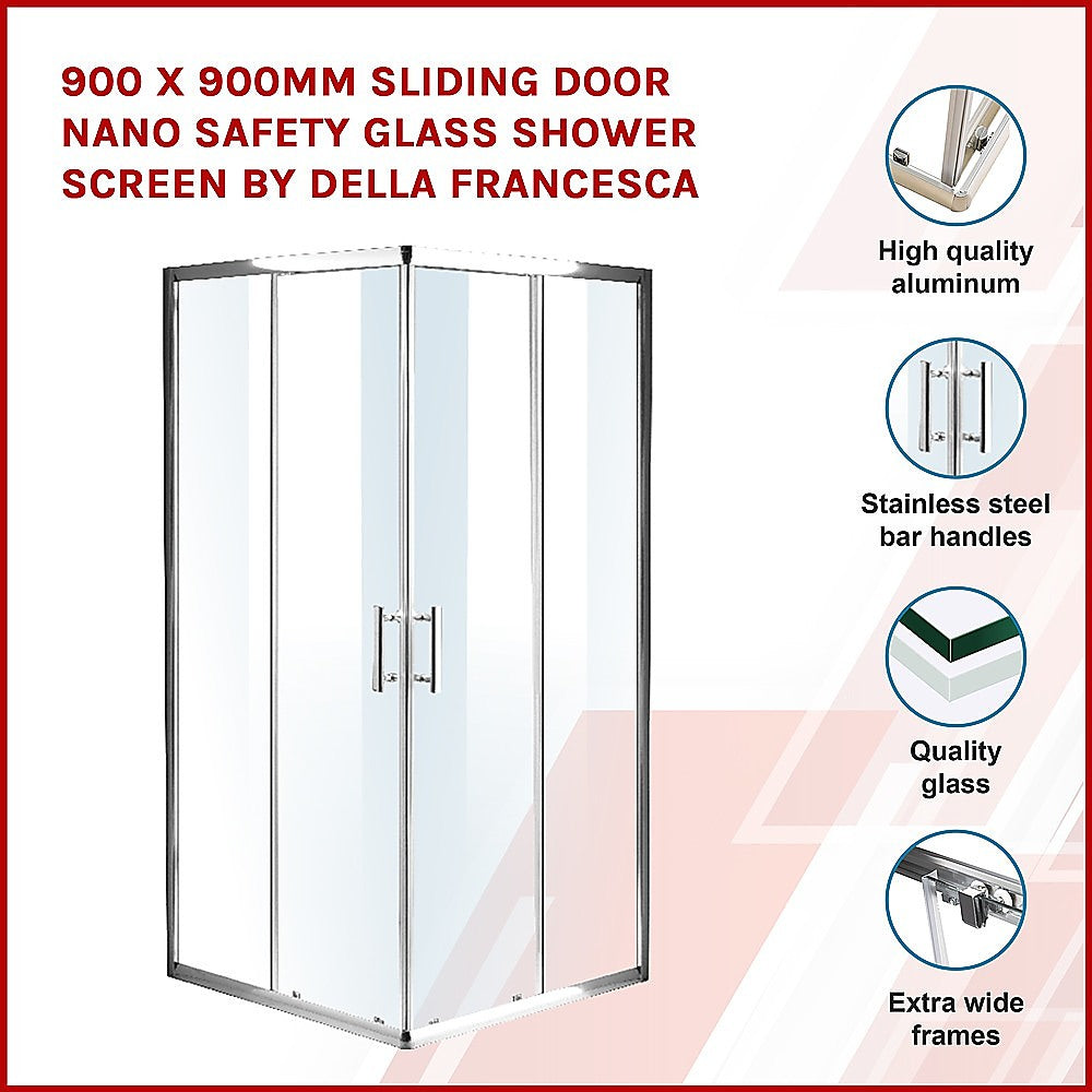 900 x 900mm Sliding Door Nano Safety Glass Shower Screen - image3