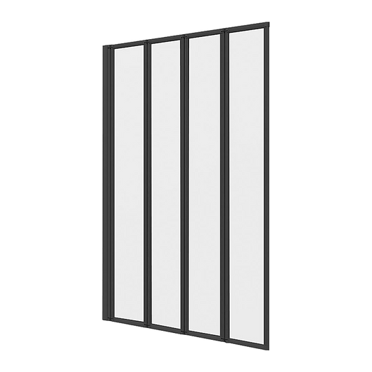 4 Fold Black Folding Bath Shower Screen Door Panel 1000 x 1400mm - image1