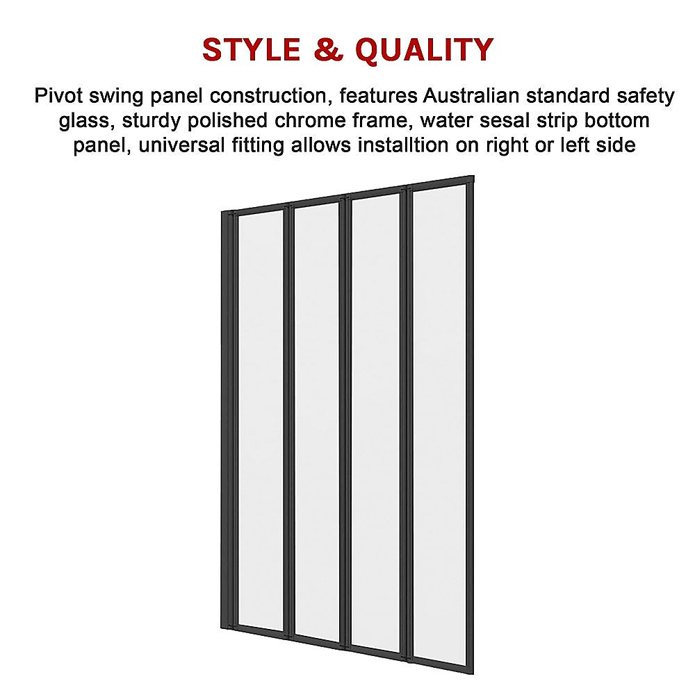 4 Fold Black Folding Bath Shower Screen Door Panel 1000 x 1400mm - image8