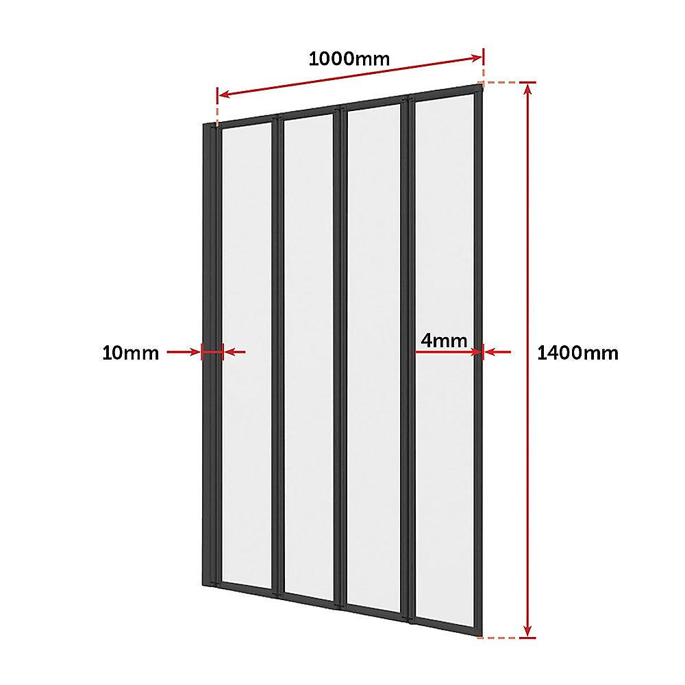 4 Fold Black Folding Bath Shower Screen Door Panel 1000 x 1400mm - image9