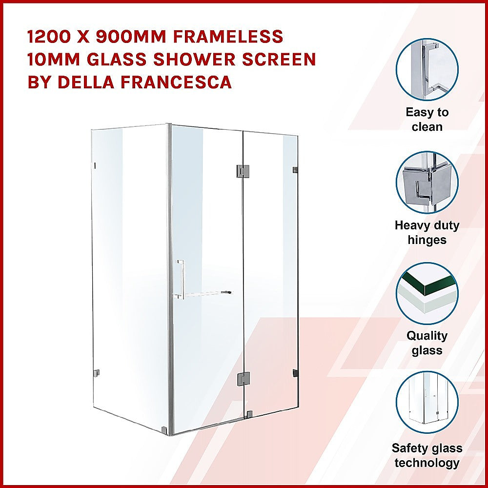 1200 x 900mm Frameless 10mm Glass Shower Screen By Della Francesca - image3