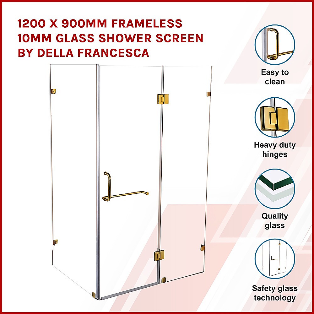 1200 x 900mm Frameless 10mm Glass Shower Screen - image3