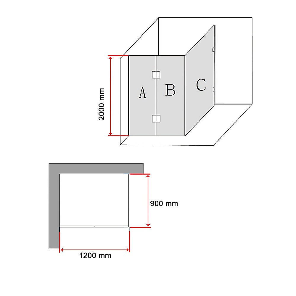 1200 x 900mm Frameless 10mm Glass Shower Screen - image8