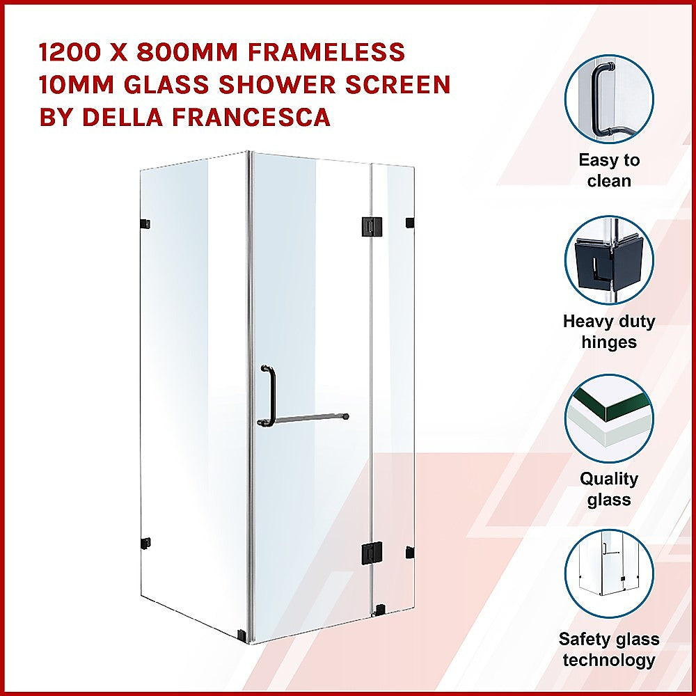 1200 x 800mm Frameless 10mm Glass Shower Screen By Della Francesca - image3