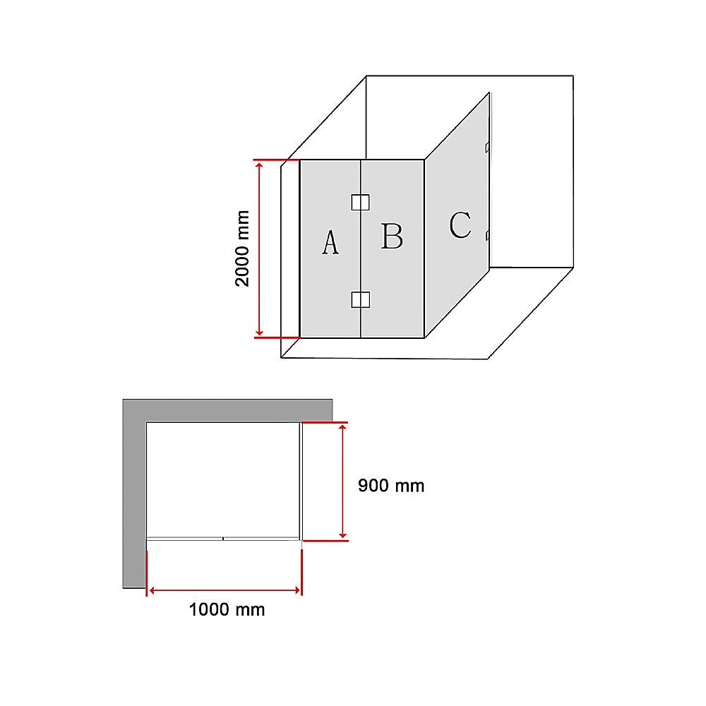 1000 x 900mm Frameless 10mm Glass Shower Screen By Della Francesca - image6