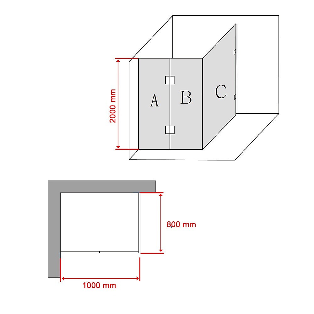 1000 x 800mm Frameless 10mm Glass Shower Screen By Della Francesca - image5