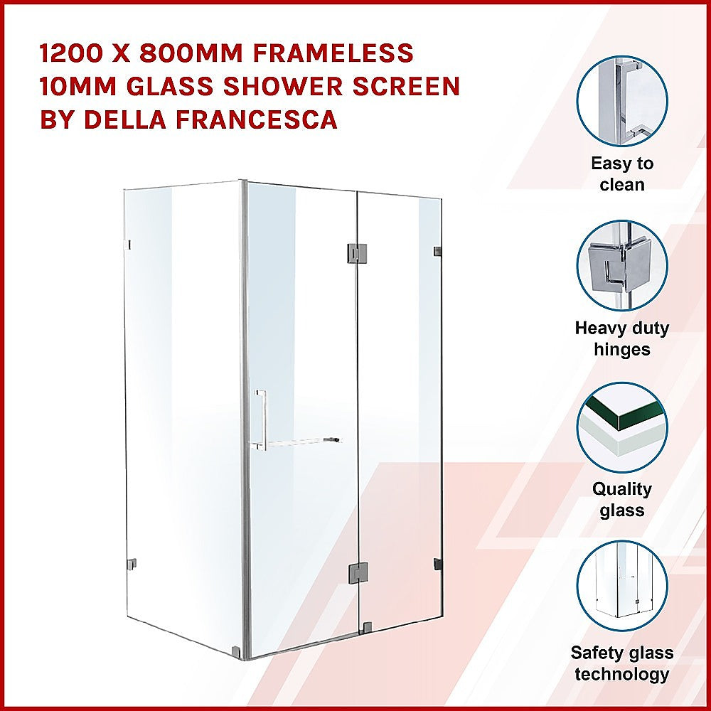 1200 x 800mm Frameless 10mm Glass Shower Screen By Della Francesca - image3