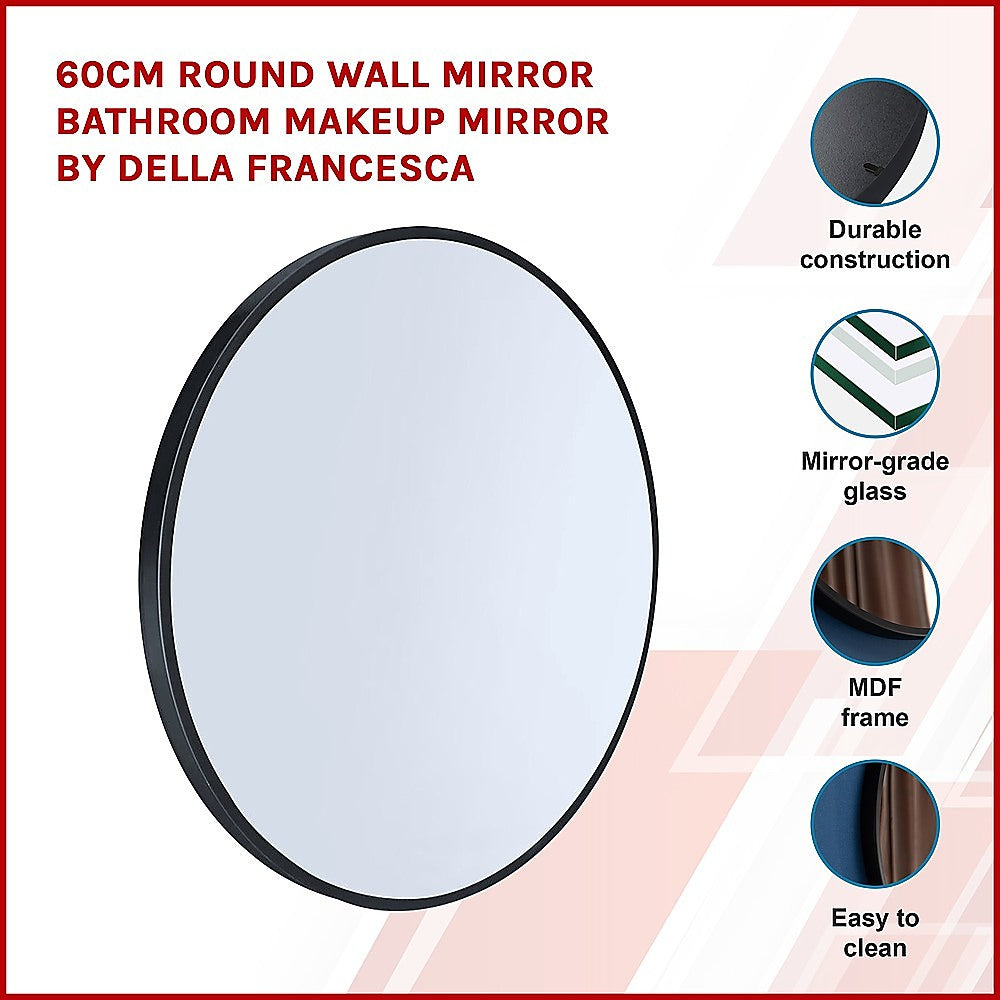 60cm Round Wall Mirror Bathroom Makeup Mirror by Della Francesca - image3