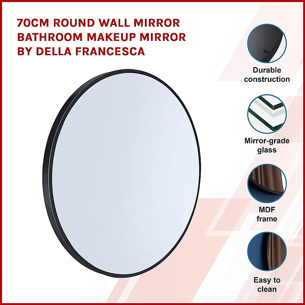 70cm Round Wall Mirror Bathroom Makeup Mirror by Della Francesca - image3