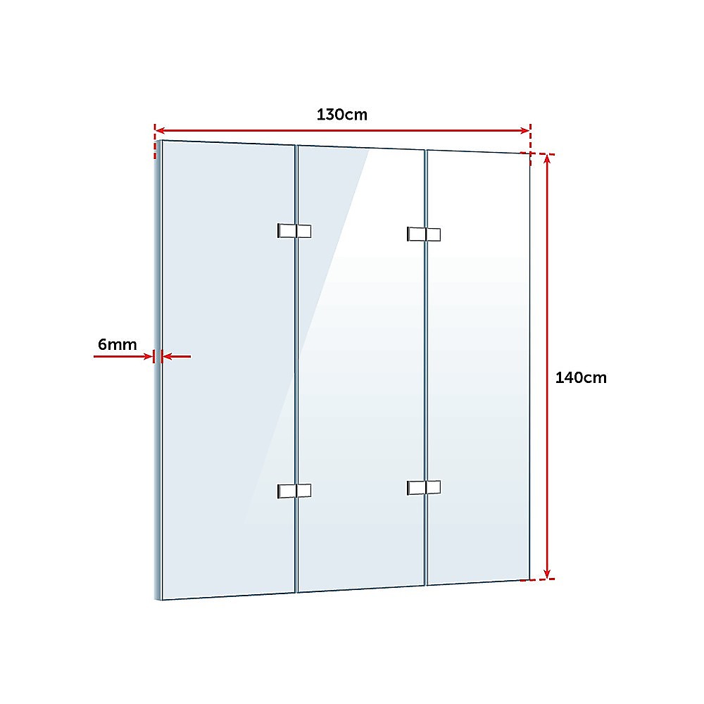 3 Fold Chrome Folding Bath Shower Screen Door Panel 1300mm x 1400mm - image8