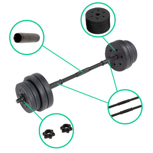 20kg Dumbbell Set Home Gym Fitness Exercise Weights Bar Plate - image1