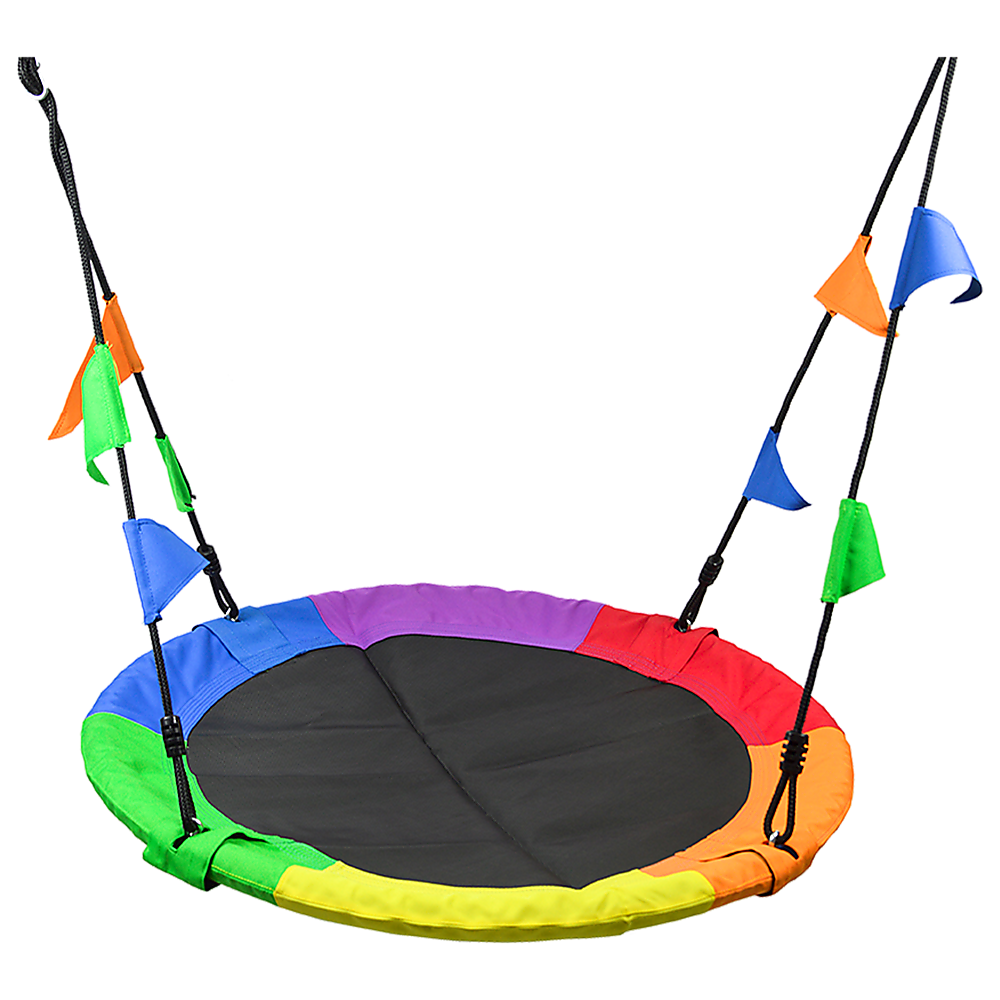 1m Tree Swing in Multi-Color Rainbow Kids Indoor/Outdoor Round Mat Saucer Swing - image1