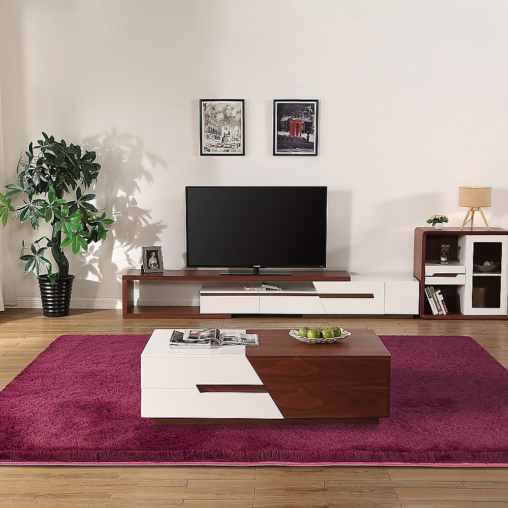 230x160cm Floor Rugs Large Shaggy Rug Area Carpet Bedroom Living Room Mat - Burgundy - image2