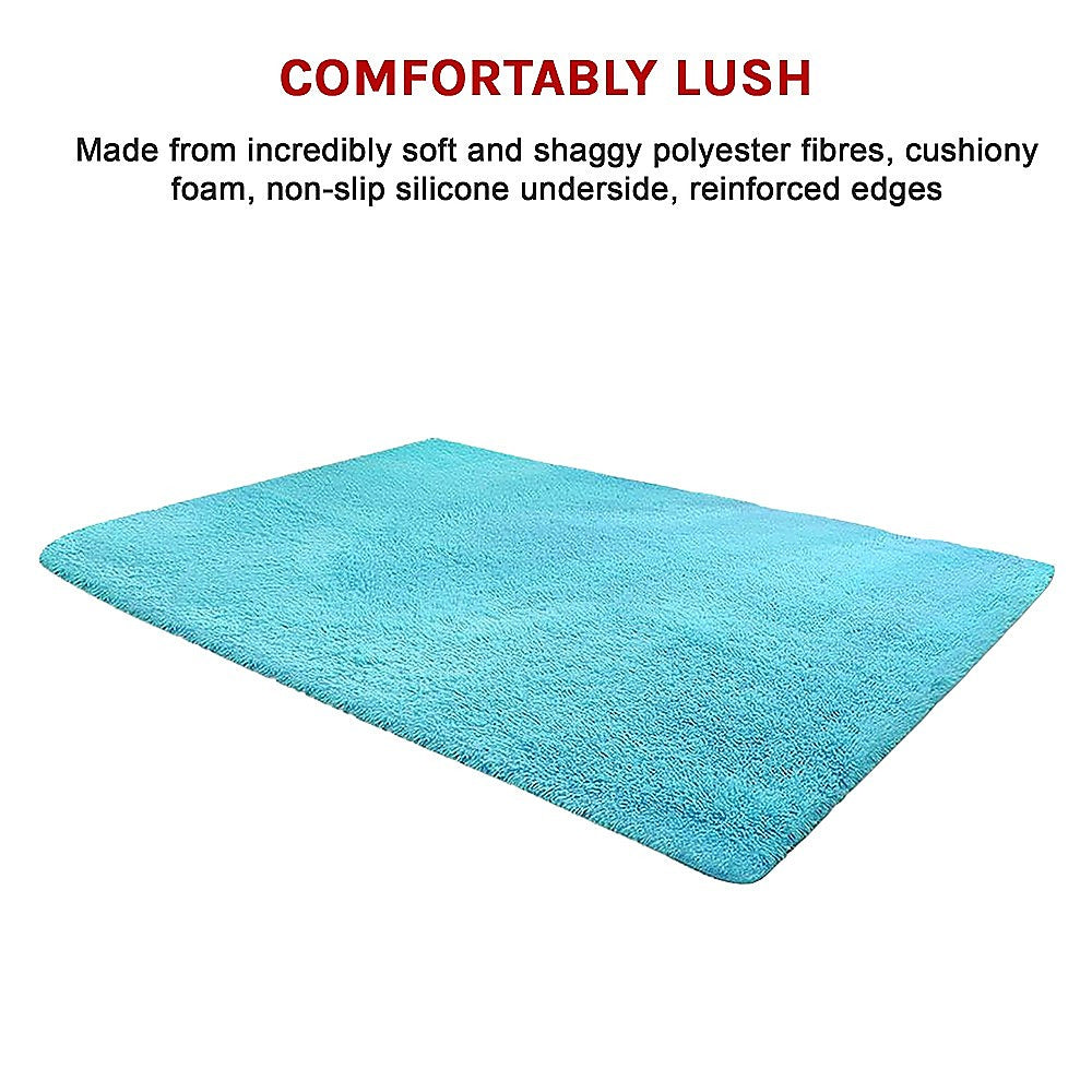 230x200cm Floor Rugs Large Shaggy Rug Area Carpet Bedroom Living Room Mat - Turquoise - image7