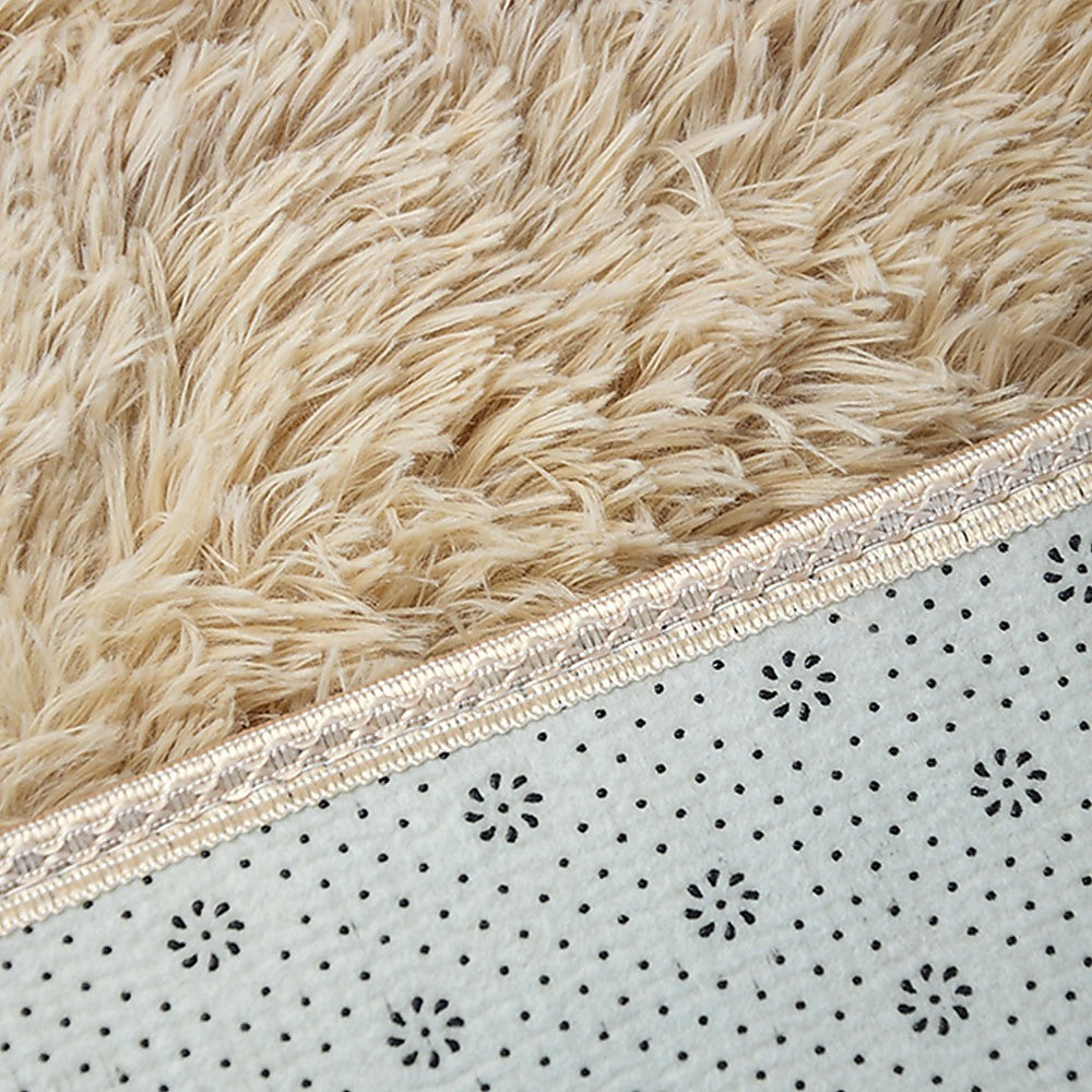 230x200cm Floor Rugs Large Shaggy Rug Area Carpet Bedroom Living Room Mat - Beige - image5