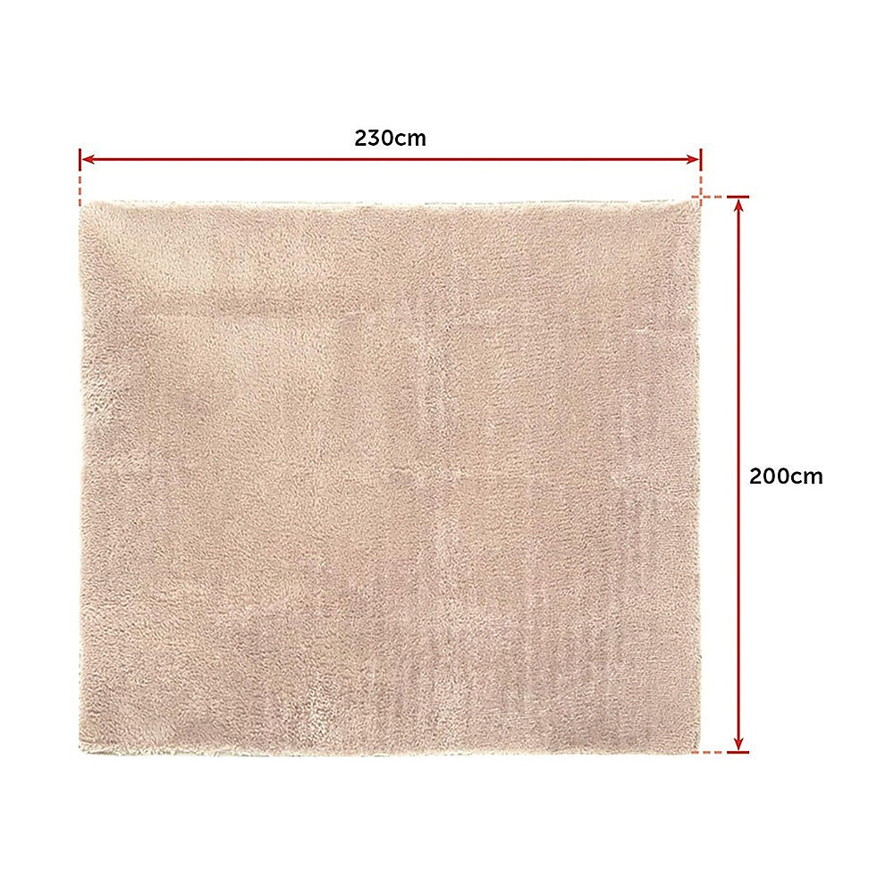 230x200cm Floor Rugs Large Shaggy Rug Area Carpet Bedroom Living Room Mat - Beige - image8