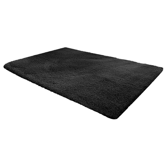 200x140cm Floor Rugs Large Shaggy Rug Area Carpet Bedroom Living Room Mat - Black - image1