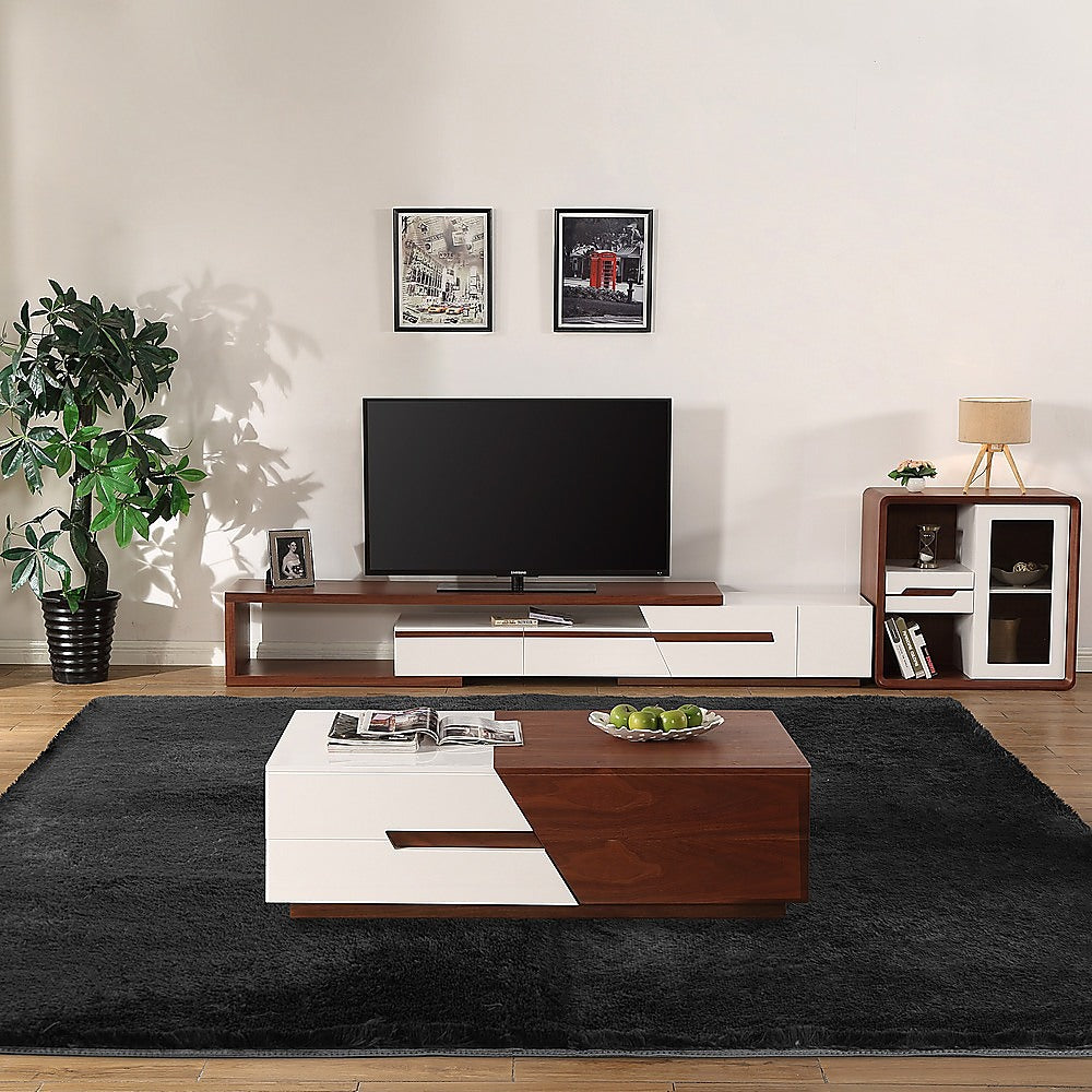230x200cm Floor Rugs Large Shaggy Rug Area Carpet Bedroom Living Room Mat - Black - image2
