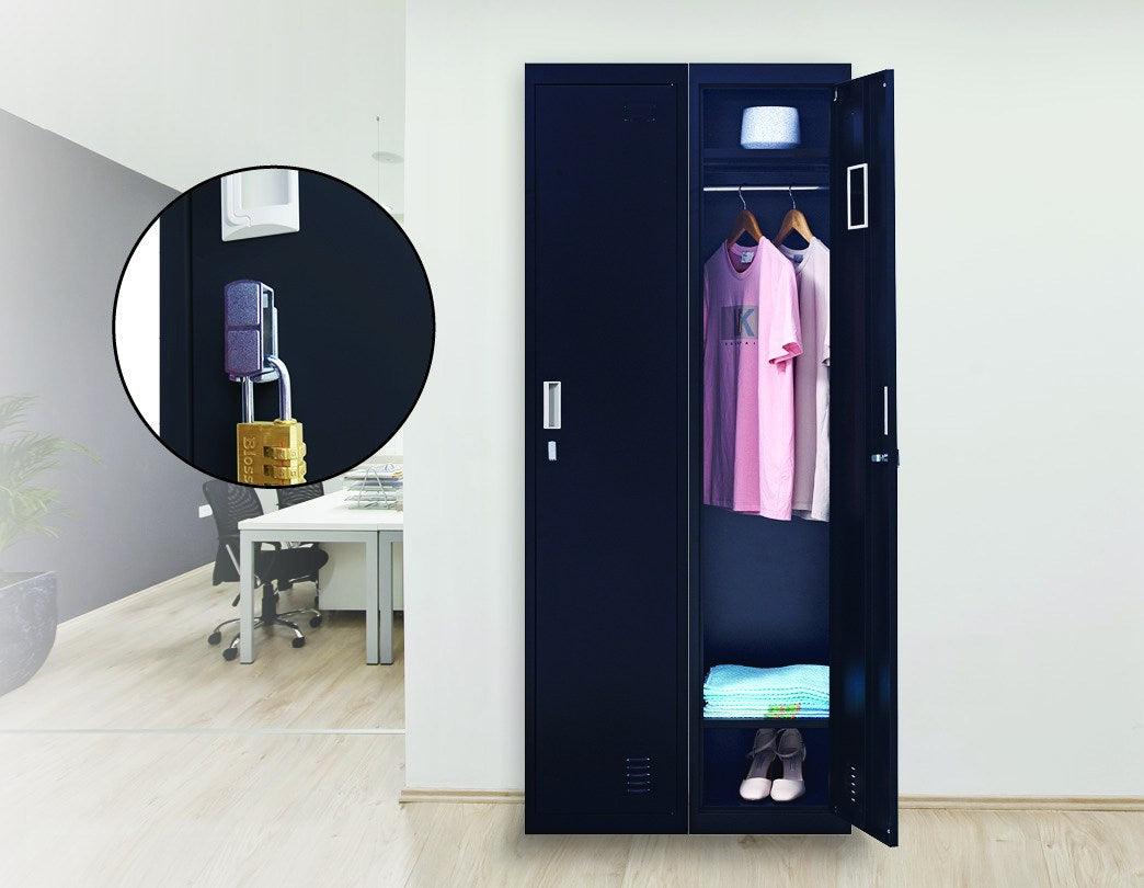 Padlock-operated lock One-Door Office Gym Shed Clothing Locker Cabinet Black - image9