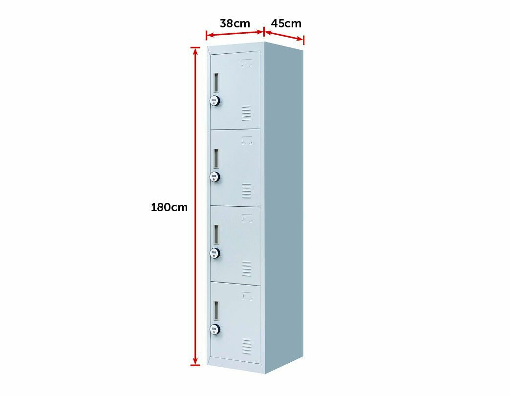 4-Digit Combination Lock 4 Door Locker for Office Gym Grey - image2