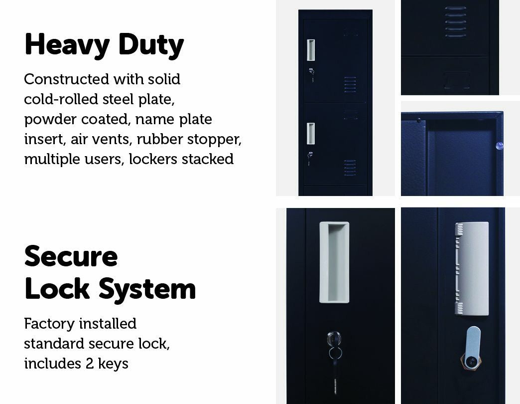Standard Lock 4-Door Vertical Locker for Office Gym Shed School Home Storage Black - image12