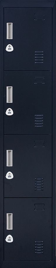 3-digit Combination Lock 4 Door Locker for Office Gym Black - image3