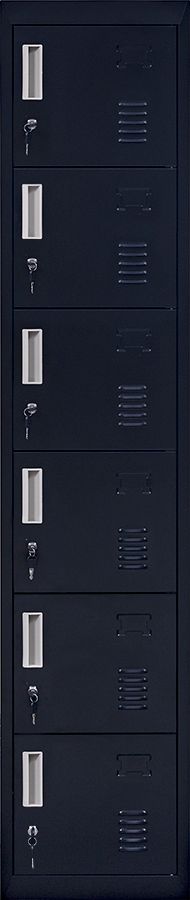 Standard Lock 6-Door Locker for Office Gym Shed School Home Storage Black - image4