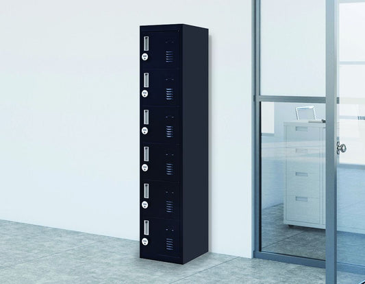 4-digit Combination Lock 6-Door Locker for Office Gym Shed School Home Storage Black - image1