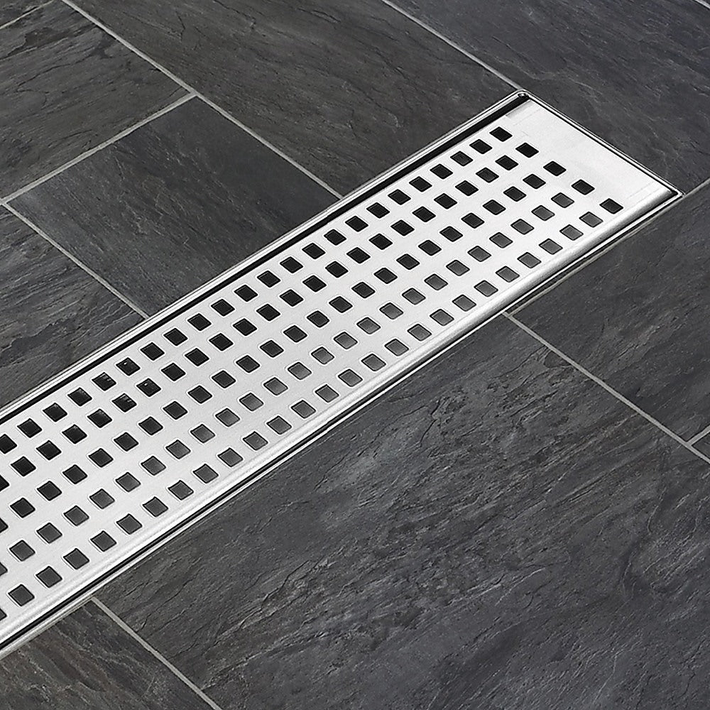 900mm Bathroom Shower Stainless Steel Grate Drain w/Centre outlet Floor Waste Square Pattern - image2