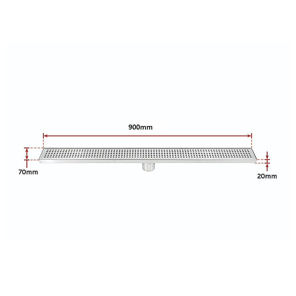 900mm Bathroom Shower Stainless Steel Grate Drain w/Centre outlet Floor Waste Square Pattern - image8