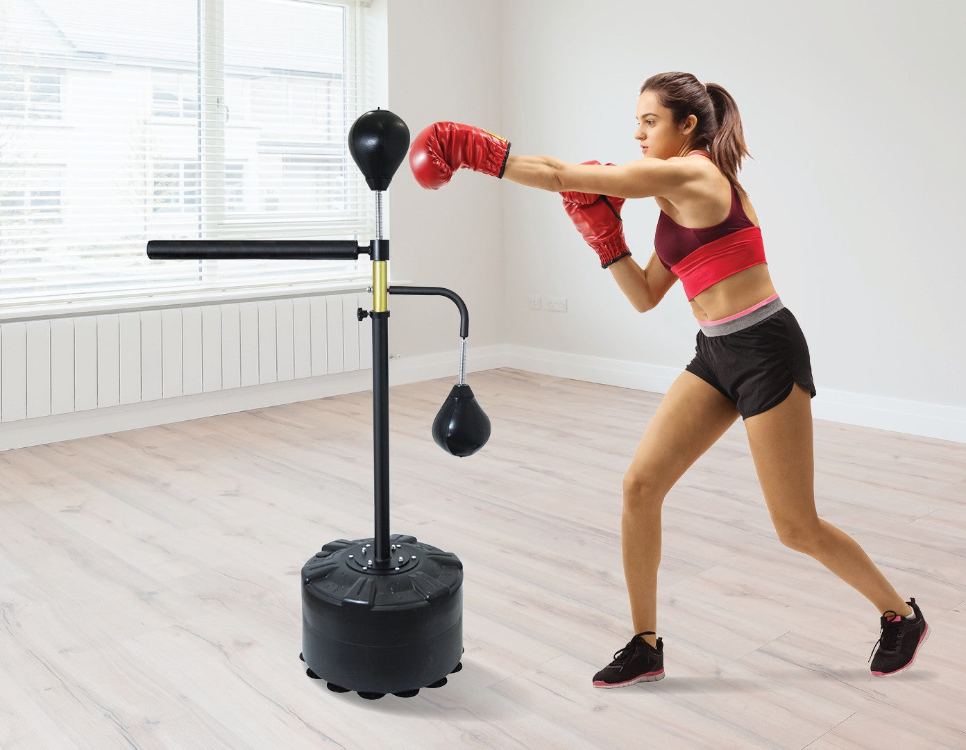 Free Standing Punching Bag Speedball Boxing Reflex Training Target Dummy Gym Black - image10