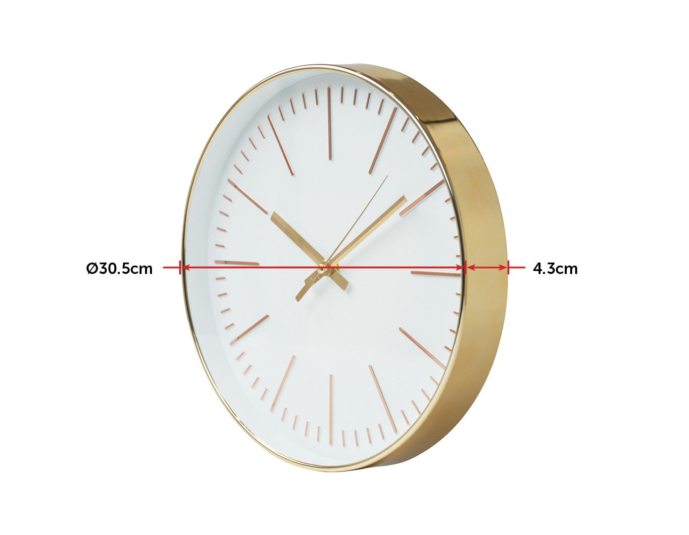 Modern Wall Clock Silent Non-Ticking Quartz Battery Operated Round Gold - image2