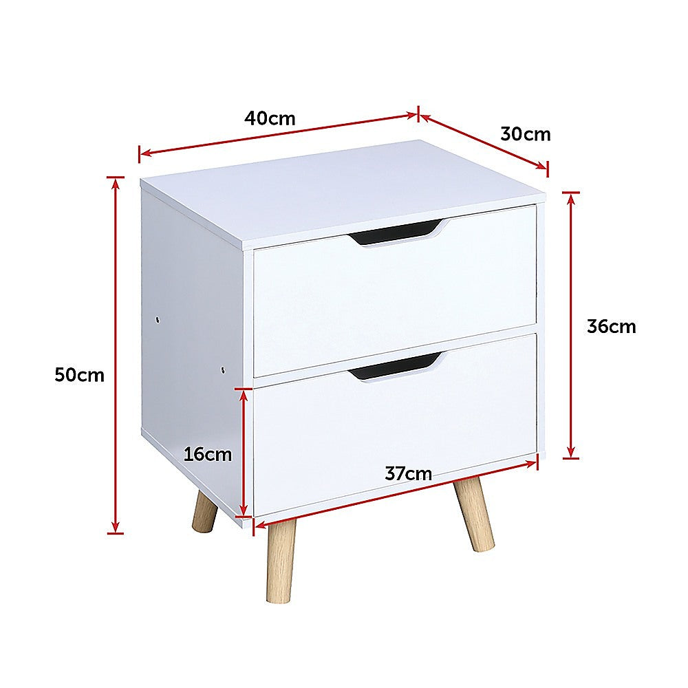 Wooden Bedside Table 2 Drawers Cabinet Storage Night Stand - image6
