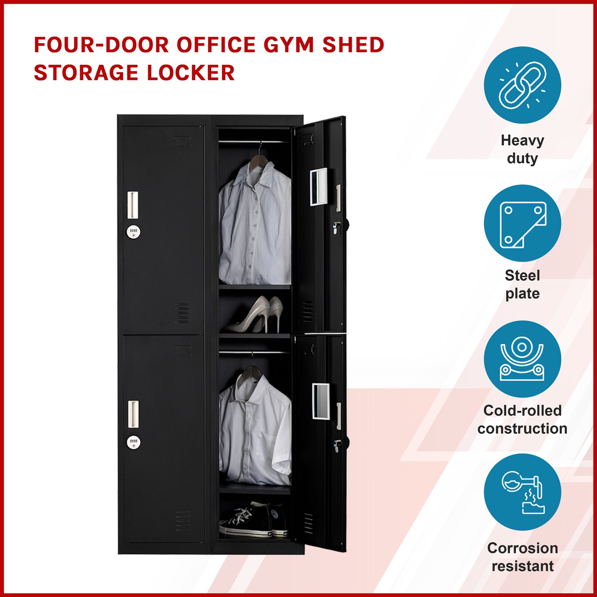 Four-Door Office Gym Shed Storage Locker - image3