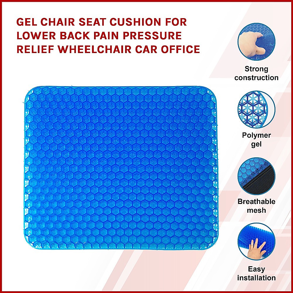 Gel Chair Seat Cushion For Lower Back Pain Pressure Relief Wheelchair Car Office - image3