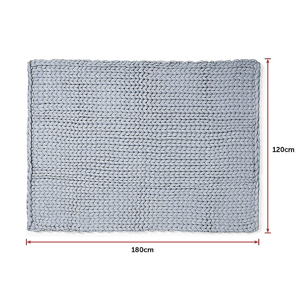 Hand Knitted Chunky Blanket Thick Acrylic Yarn Blanket Home Throw Rug - Grey - image7