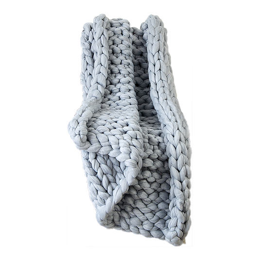 Hand Knitted Chunky Blanket Thick Acrylic Yarn Blanket Home Throw Rug - Grey - image1