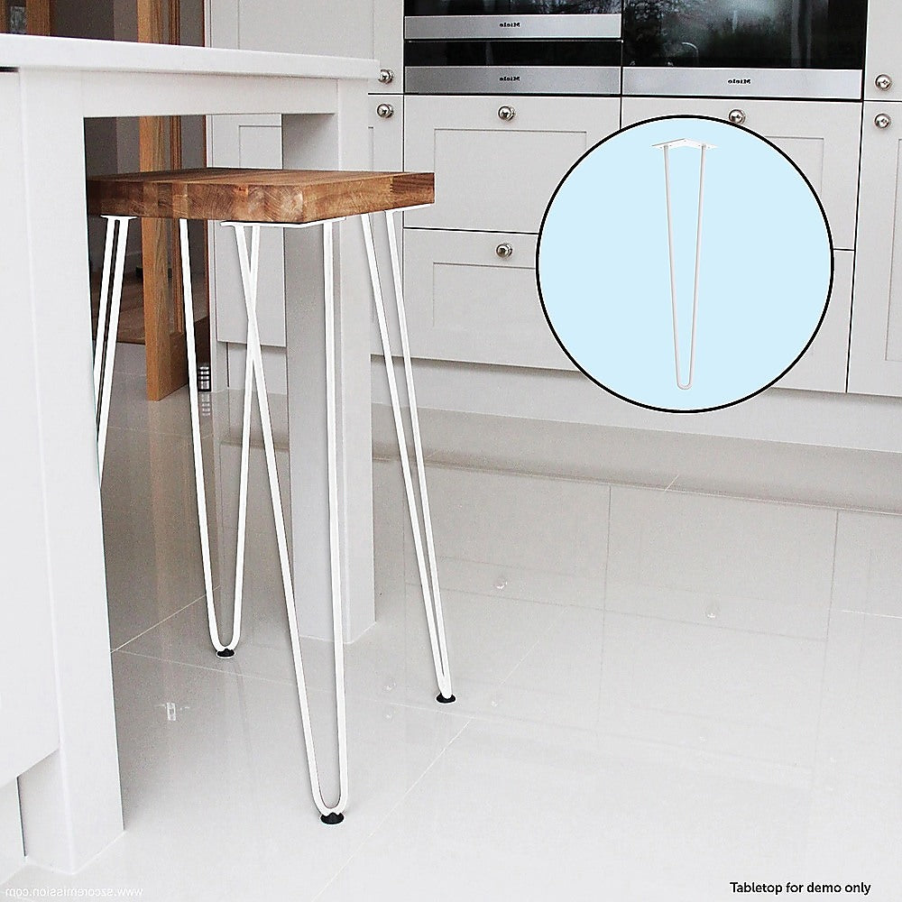 Set of 4 Industrial Retro Hairpin Table Legs 12mm Steel Bench Desk - 71cm White - image5