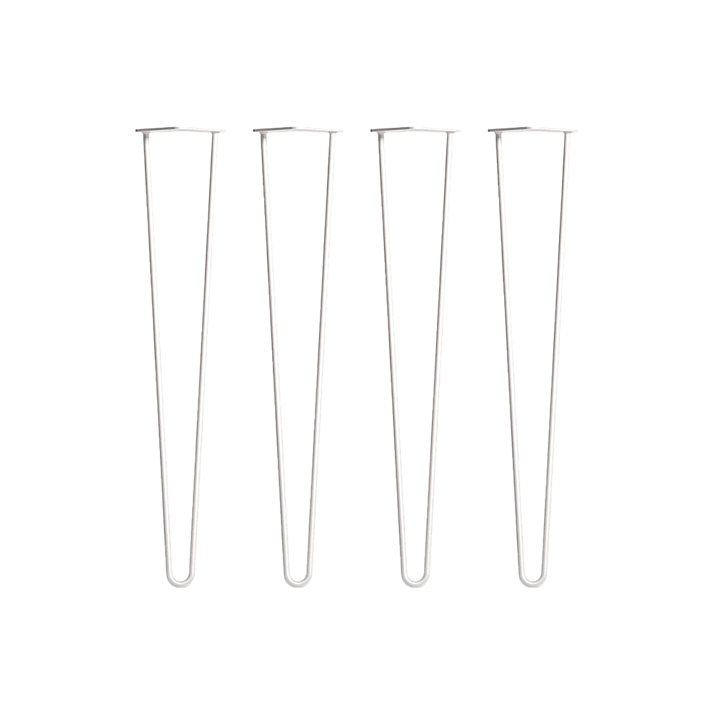 Set of 4 Industrial Retro Hairpin Table Legs 12mm Steel Bench Desk - 71cm White - image1