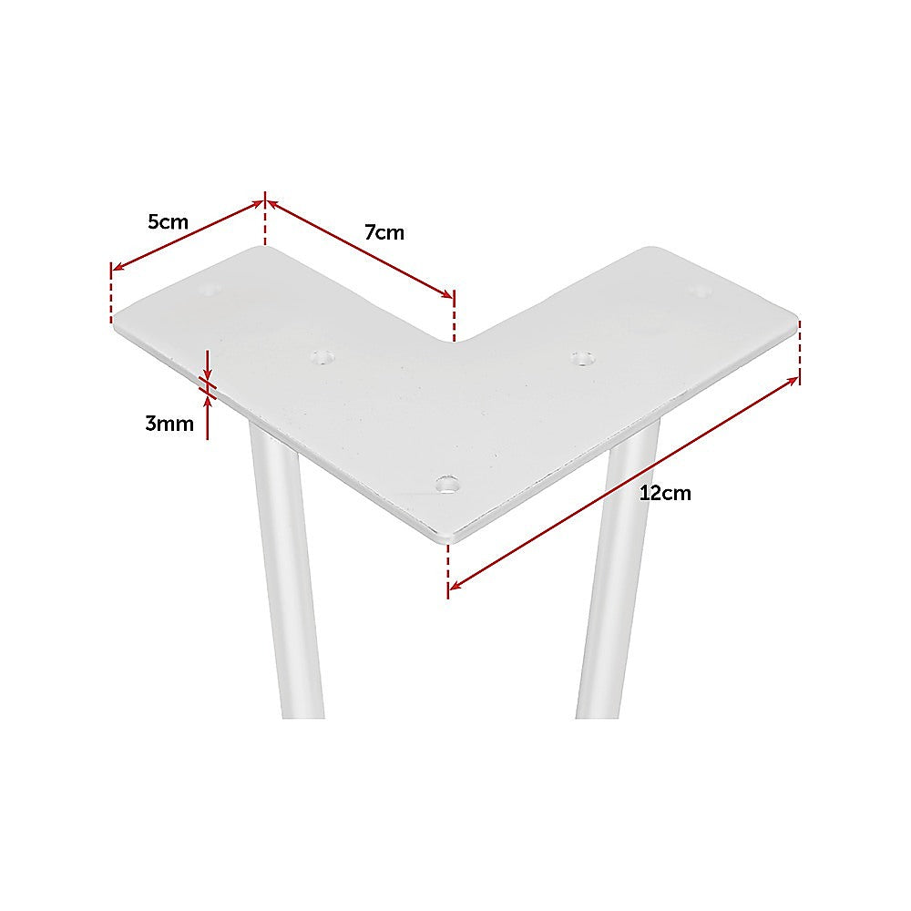 Set of 4 Industrial Retro Hairpin Table Legs 12mm Steel Bench Desk - 71cm White - image4